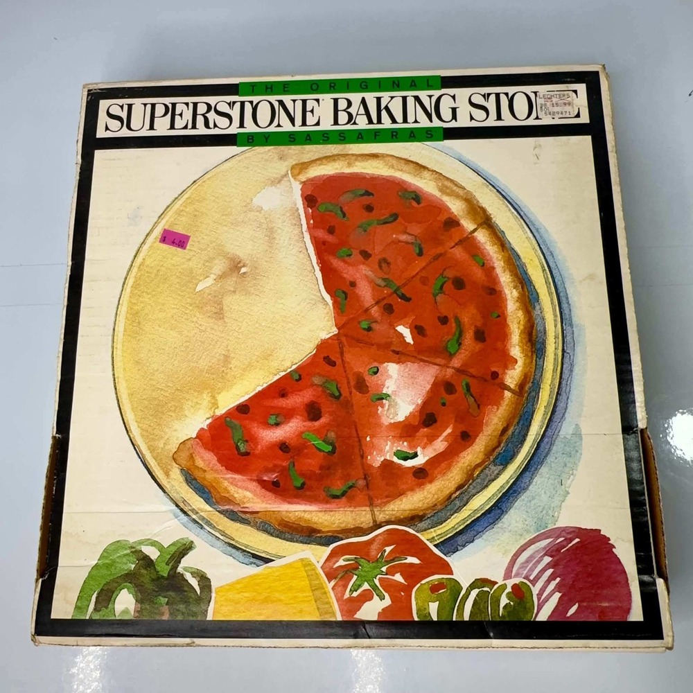 Sassafras Superstone Baking Stone 13 Inch Round Pizza Stone with Rack & Recipes